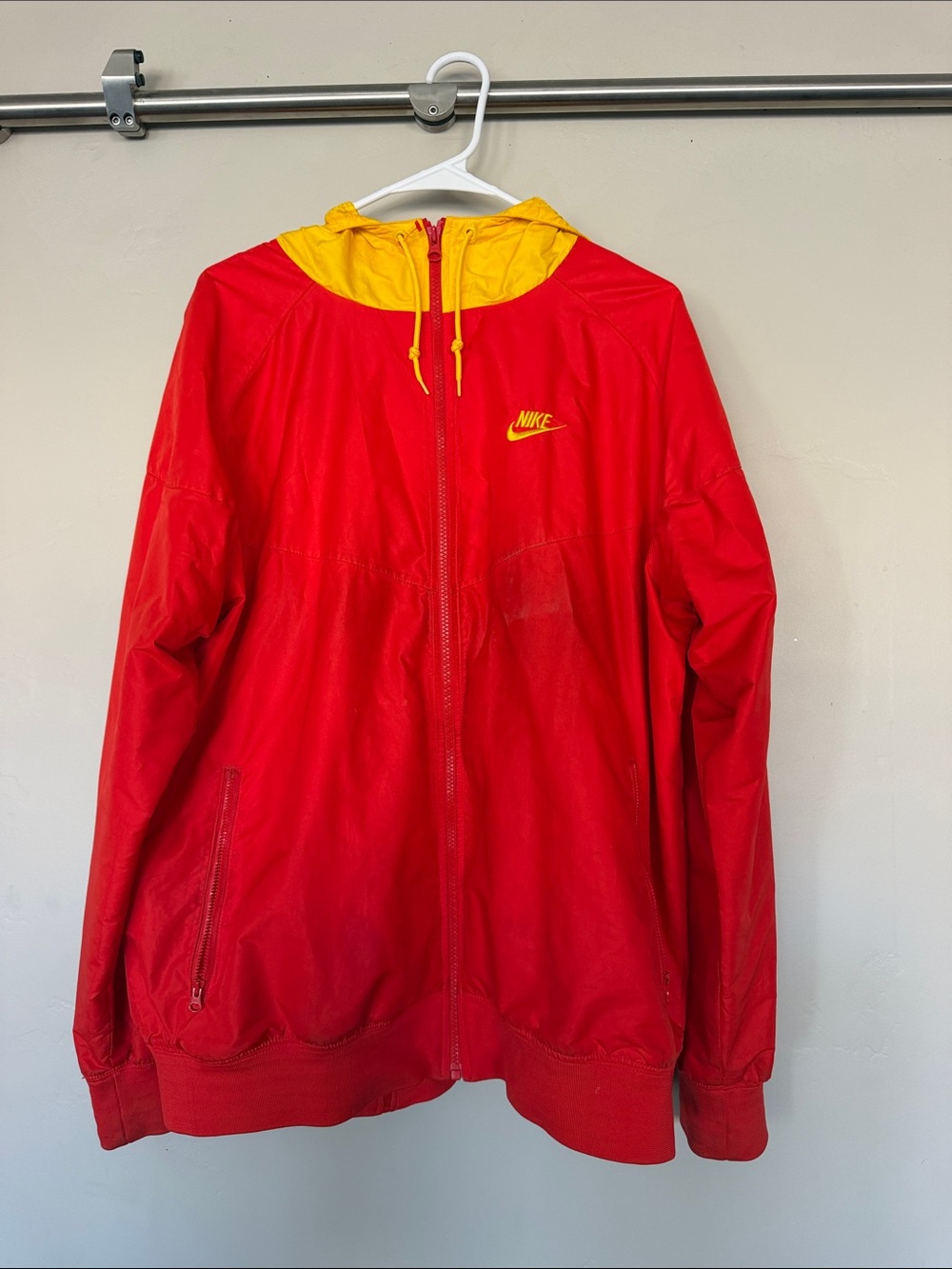 Vintage 90’s Nike Red and Yellow Hooded Windbreaker Jacket